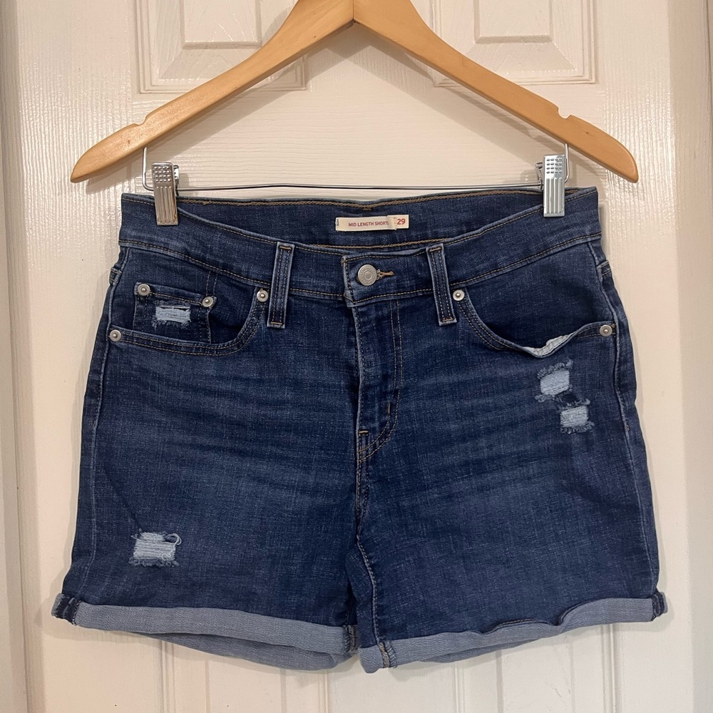 Levi's Blue Jean Shorts with Distressed Details